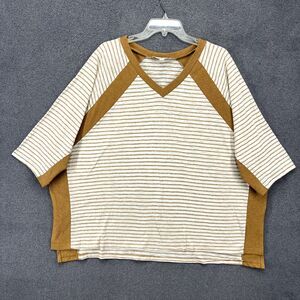Suzanne Betro Weekend Top Womens 3X Striped dolman sleeve casual